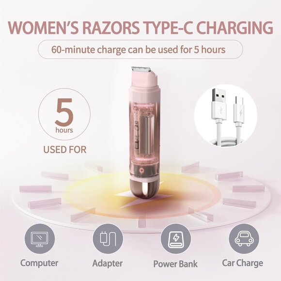 Bikini Trimmer for Women, Waterproof Electric Bikini Shaver Cordless Recharge Ra - Picture 5 of 7